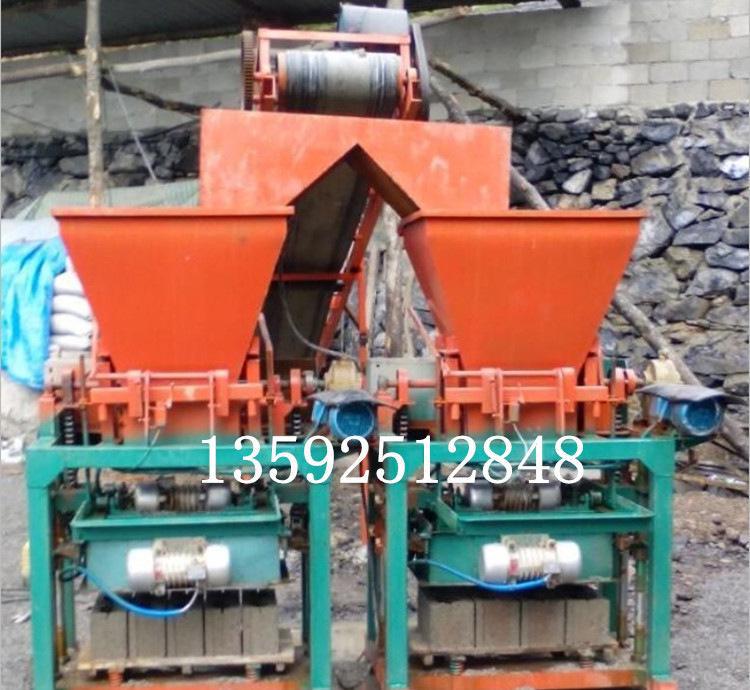 河南磚機小型帶料斗4-40半自動免燒磚機產量高小八孔磚機生產